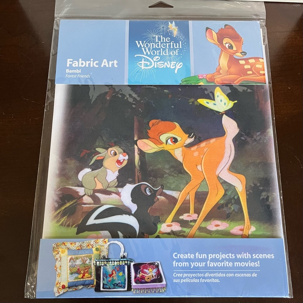 Bambi Forest Friends Disney Cotton Fabric Art 8.5” square design area, new